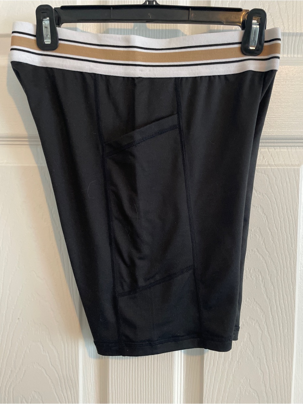 Mono B Black & White Sports Short with Gold and White Waistband Stripe